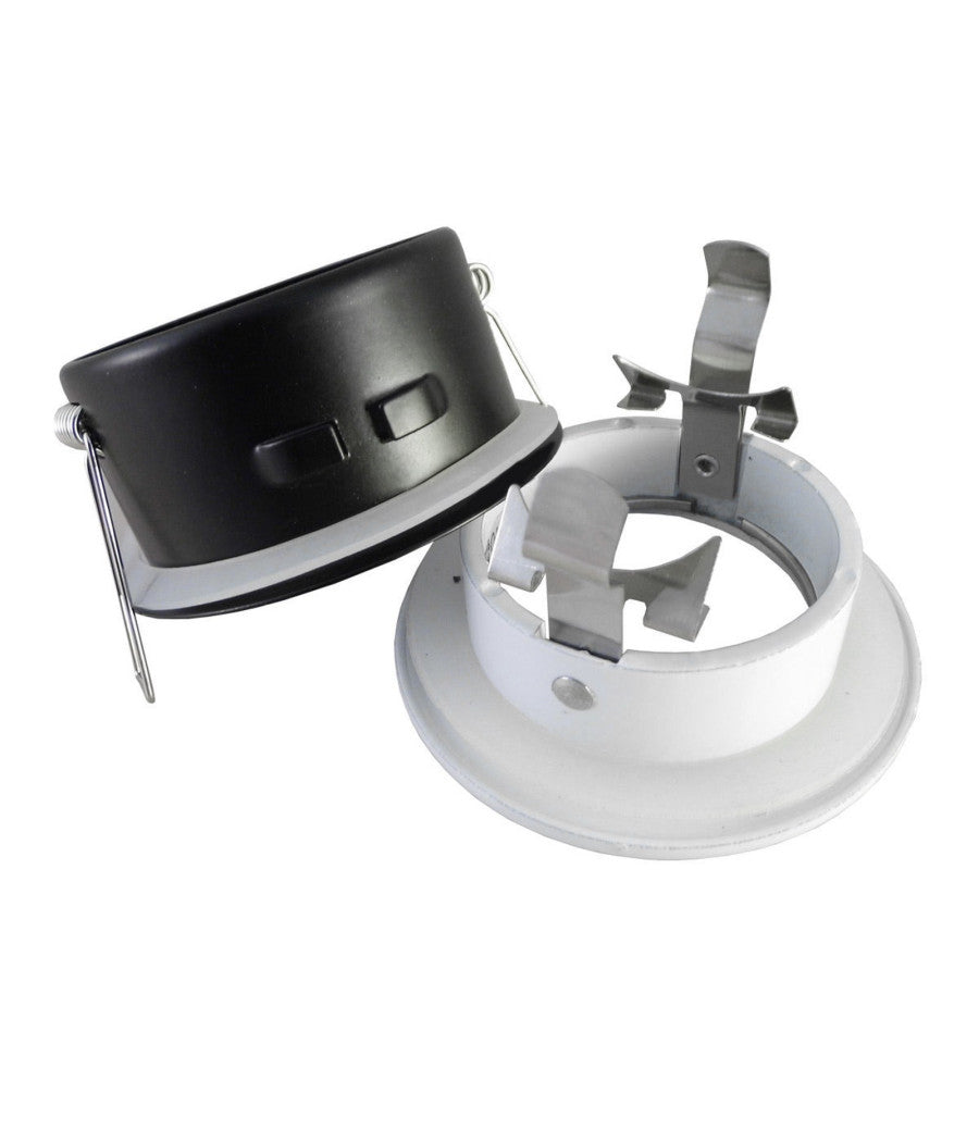 Supporto Porta Faretto Da Incasso Lampadine Led Mr16 Par16 Rotondo Acciaio 75mm         