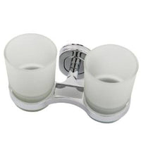 Supporto Porta Spazzolini Con Bicchiere Doppio In Vetro A Parete Accessori Bagno         