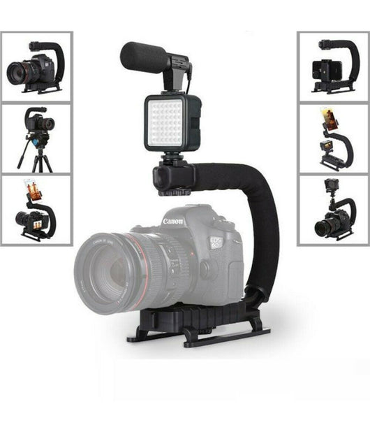 Supporto Stabilizzatore Portatile Videocamera Smartphone Luce Microfono Ay-49u         