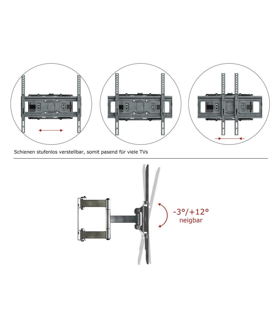 Supporto Staffa Parete Braccio Muro Tv Lcd Tft Led Plasma 26-55" 56 Kg         