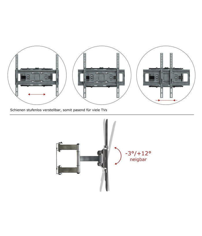 Supporto Staffa Parete Braccio Muro Tv Lcd Tft Led Plasma 26-55" 56 Kg         