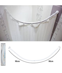 Supporto Tenda Doccia Angolare Bianco Bagno 90x90cm Bastone Asta Telaio Curvo         