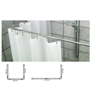 Supporto Tenda Doccia In Acciaio Grigio Bagno 90x90x90 Bastone Asta Telaio Curvo         