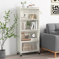 Supporto mobile con porte PC a scomparsa, Armadio da cucina autoportante con 4 ruote girevoli 60x32x154cm Bianco-Credenze buffet