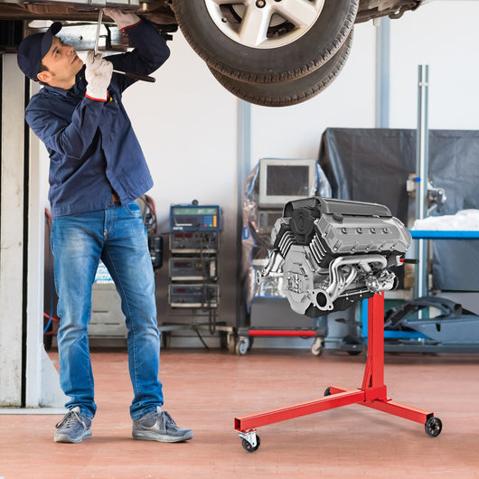 Cavalletto per motore 340kg con testa rotante a 360¡ã4 bracci regolabili-Supporto motore pesante Rosso