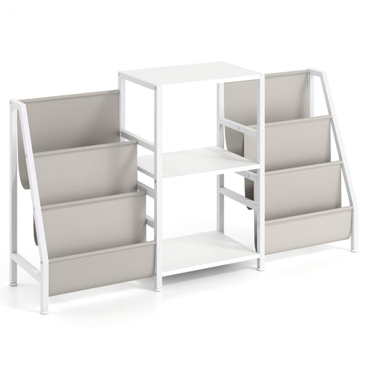 Tavolino per giradischi di archiviazione e struttura in metallo, Supporto per giradischi per vinili Bianco-Scaffali e librerie