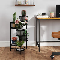 Supporto per piante in metallo pieghevole a 6 livelli, Supporto per vasi da fiori per interni ed esterni Nero-Scaffali per piante