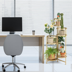 Supporto per piante in metallo pieghevole a 6 livelli, Supporto per vasi da fiori per interni ed esterni Oro-Scaffali per piante