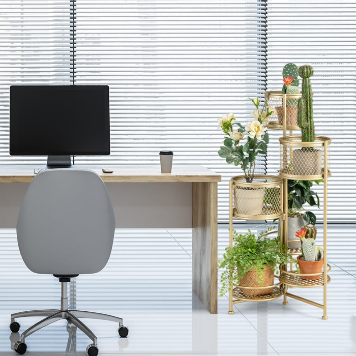 Supporto per piante in metallo pieghevole a 6 livelli, Supporto per vasi da fiori per interni ed esterni Oro-Scaffali per piante