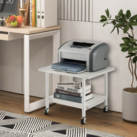 Tavolino in legno multifunzione con ruote girevoli-Mobiletto carrello con 2 ripiani 49x40x37cm Bianco