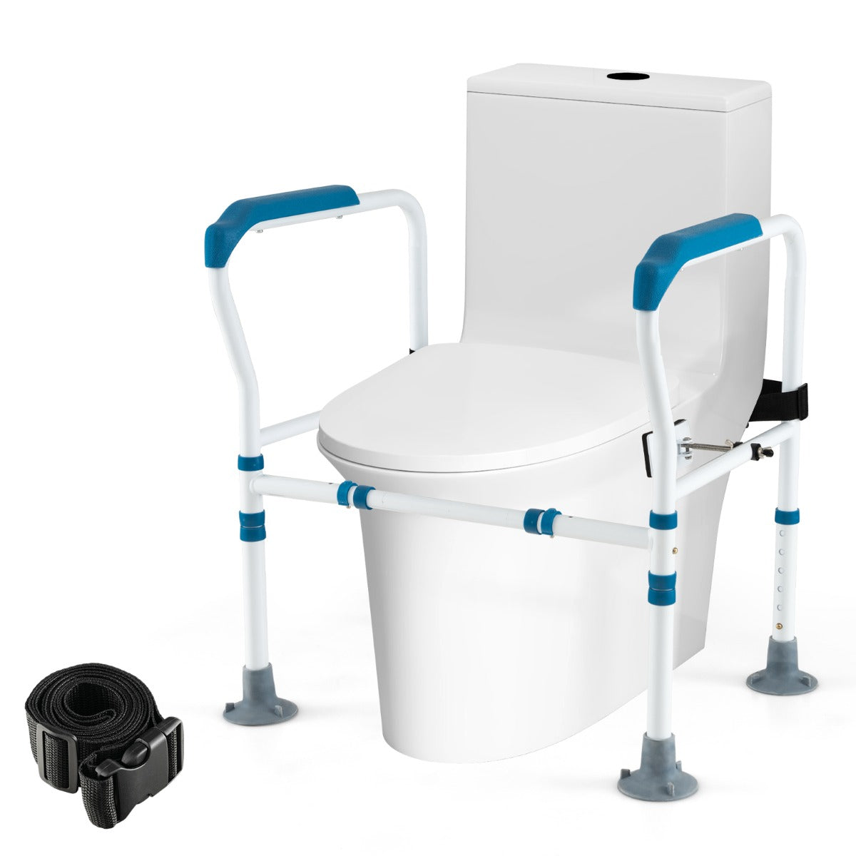Supporto per WC bagno per anziani regolabile in altezza e larghezza, Supporto per gabinetto per anziani disabili Blu-Salute e bellezza