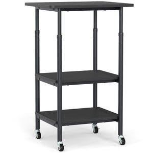 Carrello stampante a con ripiani di stoccaggio e ruote con blocco-Scaffale di stoccaggio mobile per scanner e fax Nero