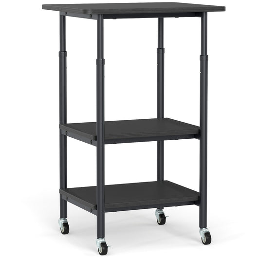 Carrello stampante a con ripiani di stoccaggio e ruote con blocco-Scaffale di stoccaggio mobile per scanner e fax Nero