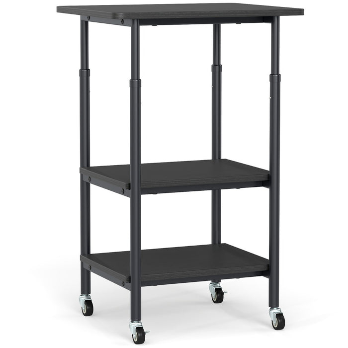 Carrello stampante a con ripiani di stoccaggio e ruote con blocco-Scaffale di stoccaggio mobile per scanner e fax Nero