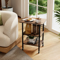 Carrello stampante a con ripiani di stoccaggio e ruote con blocco-Scaffale di stoccaggio mobile per scanner e fax Marrone