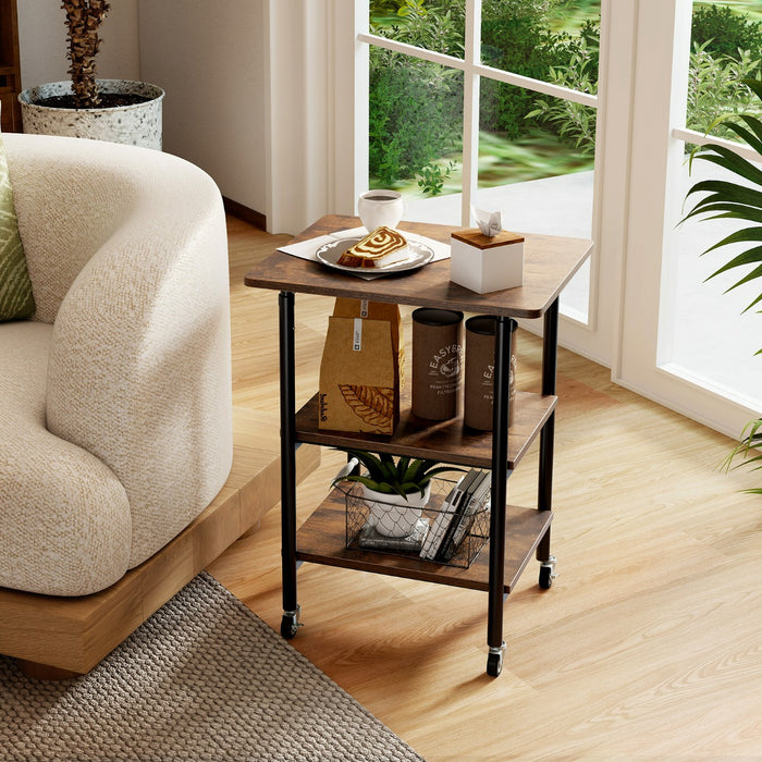 Carrello stampante a con ripiani di stoccaggio e ruote con blocco-Scaffale di stoccaggio mobile per scanner e fax Marrone