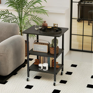 Carrello stampante a con ripiani di stoccaggio e ruote con blocco-Scaffale di stoccaggio mobile per scanner e fax Nero