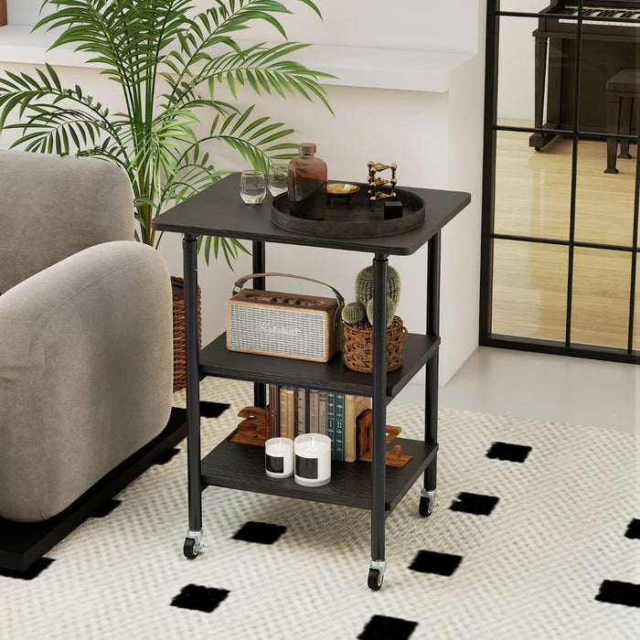 Carrello stampante a con ripiani di stoccaggio e ruote con blocco-Scaffale di stoccaggio mobile per scanner e fax Nero