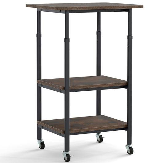 Carrello stampante a con ripiani di stoccaggio e ruote con blocco-Scaffale di stoccaggio mobile per scanner e fax Marrone