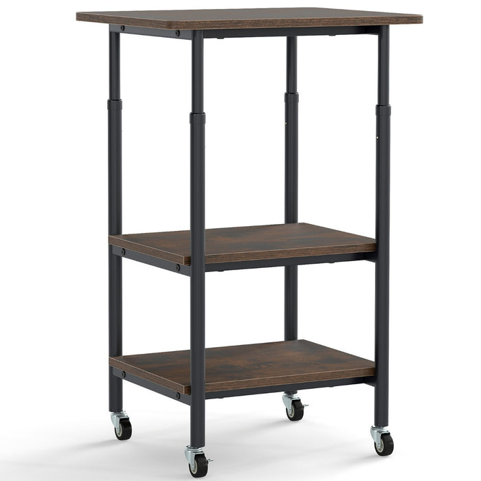 Carrello stampante a con ripiani di stoccaggio e ruote con blocco-Scaffale di stoccaggio mobile per scanner e fax Marrone