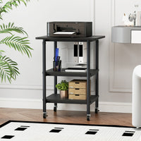 Carrello stampante a con ripiani di stoccaggio e ruote con blocco-Scaffale di stoccaggio mobile per scanner e fax Nero