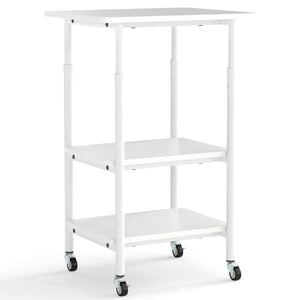 Carrello stampante a con ripiani di stoccaggio e ruote con blocco-Scaffale di stoccaggio mobile per scanner e fax Bianco