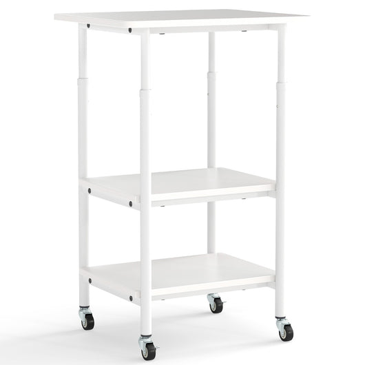 Carrello stampante a con ripiani di stoccaggio e ruote con blocco-Scaffale di stoccaggio mobile per scanner e fax Bianco