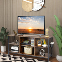 Supporto TV industriale con cesto portaoggetti 2 fori per la gestione dei cavi-Tavolo multimediale a 3 ripiani Marrone