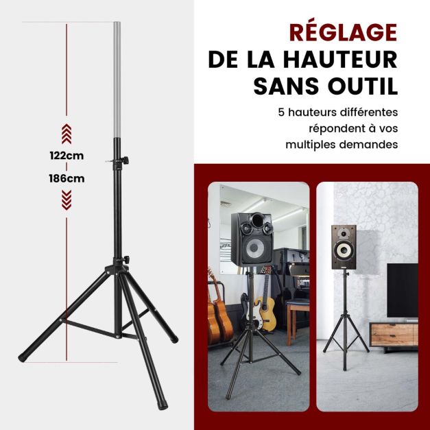 Supporti per casse DJ PA pieghevoli regolabili in altezza su 5 livelli struttura metallica inserto compatibile 35 mm nero 20_0007408