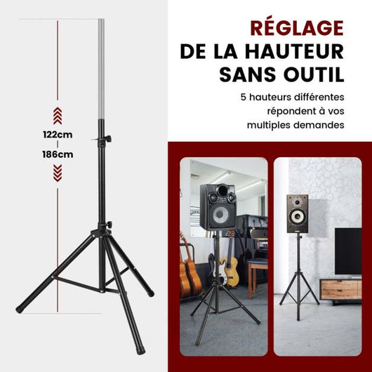 Supporti per casse DJ PA pieghevoli regolabili in altezza su 5 livelli struttura metallica inserto compatibile 35 mm nero 20_0007408