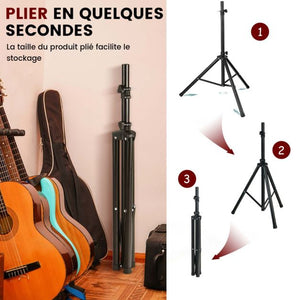 Supporti per casse DJ PA pieghevoli regolabili in altezza su 5 livelli struttura metallica inserto compatibile 35 mm nero 20_0007408