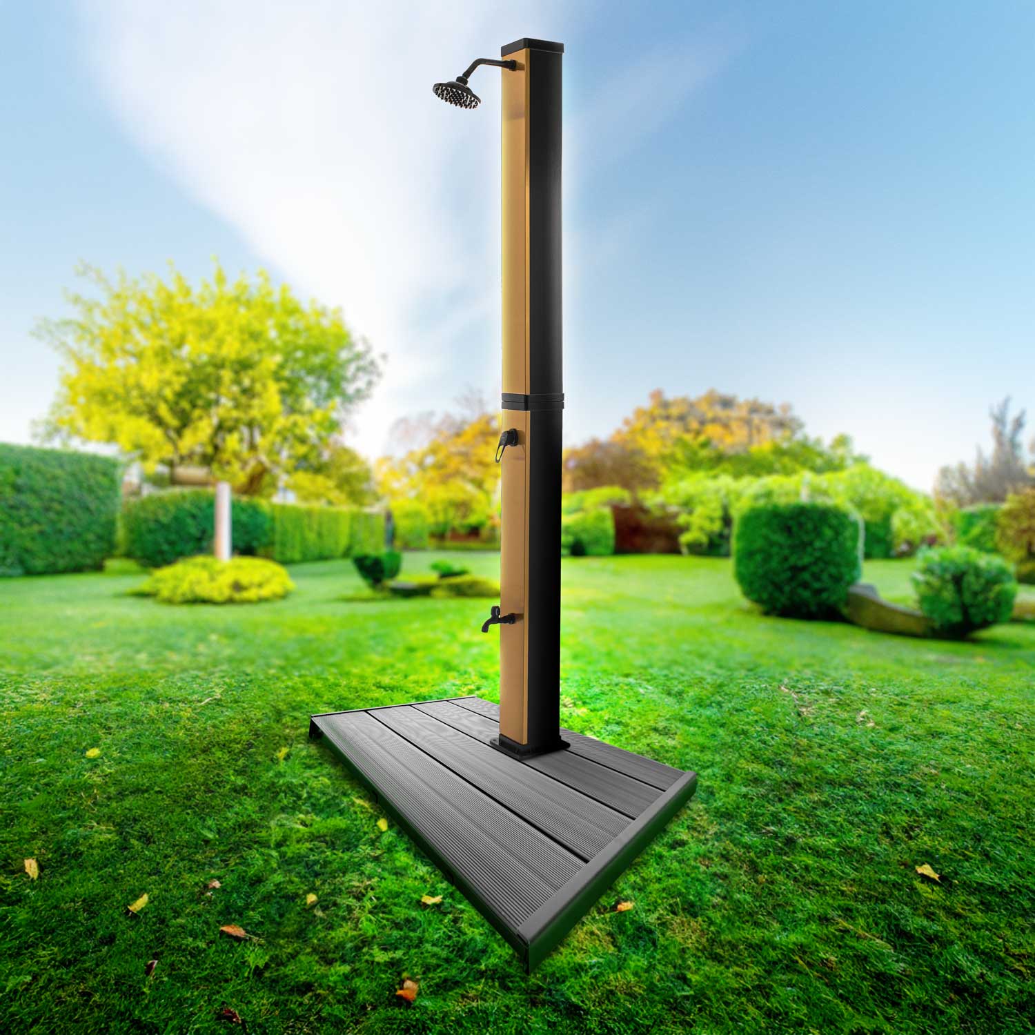 Doccia solare da giardino da 40L con pedana - Surya Gold & Dasar