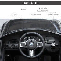 Macchina Elettrica per Bambini BMW 6GT 6V, Macchina Telecomandata con Musica e Fari LED, MP3, Clacson, 106 x 64 x 51 cm, Nero