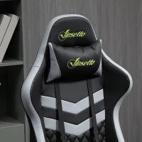 Fauteuil da ufficio gaming sedia gamer poggiatesta e supporto lombare altezza regolabile 61 x 70 x 129 cm nero e bianco