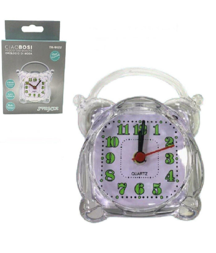 Sveglia Analogica Orologio Alarm Clock Luce Notturna Funzione Muto Tavolo Tx-9122         