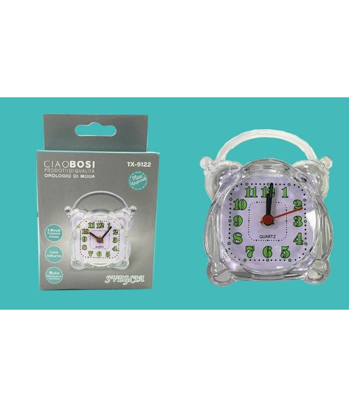 Sveglia Analogica Orologio Alarm Clock Luce Notturna Funzione Muto Tavolo Tx-9122         