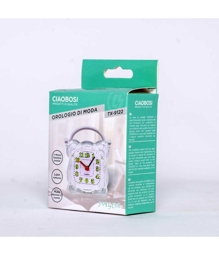 Sveglia Analogica Orologio Alarm Clock Luce Notturna Funzione Muto Tavolo Tx-9122         