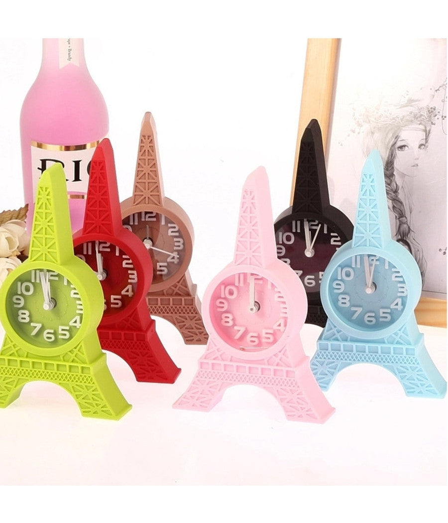 Sveglia Da Tavolo A Forma Di Torre Eiffel Parigi Analogica Allarme Colorata         