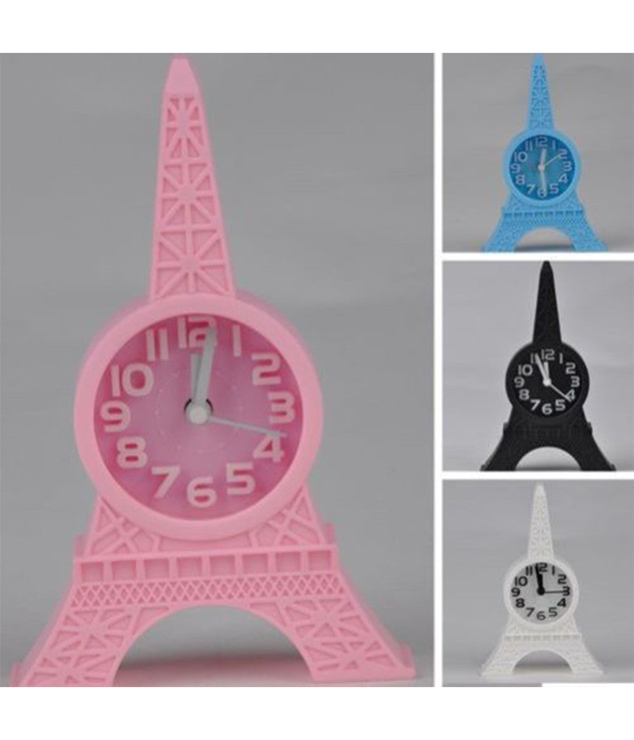Sveglia Da Tavolo A Forma Di Torre Eiffel Parigi Analogica Allarme Colorata         