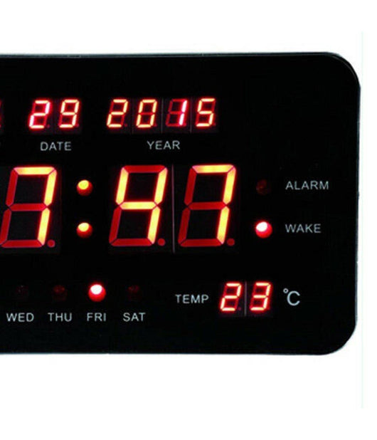 Sveglia Digitale Elettrica Orologio Luce Led Con Data Giorno Temperatura Nero         