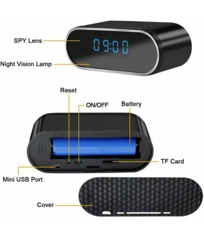 Sveglia Orologio Con Telecamera Spia Nascosta Con Visione Notturna Sorveglianza         