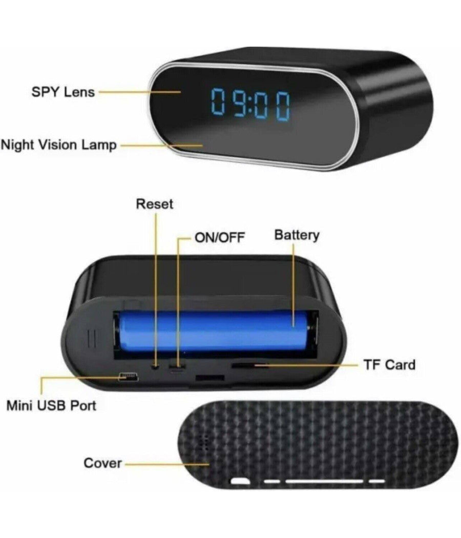 Sveglia Orologio Con Telecamera Spia Nascosta Con Visione Notturna Sorveglianza         