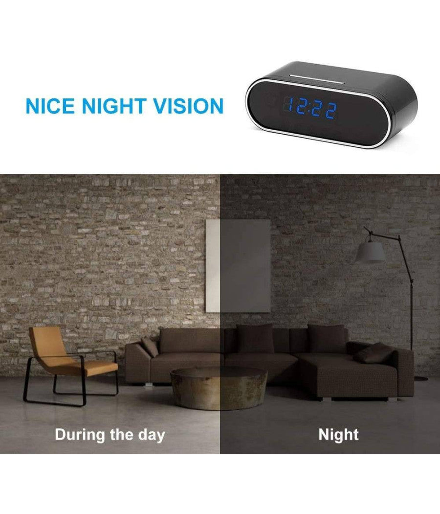 Sveglia Orologio Con Telecamera Spia Nascosta Con Visione Notturna Sorveglianza         