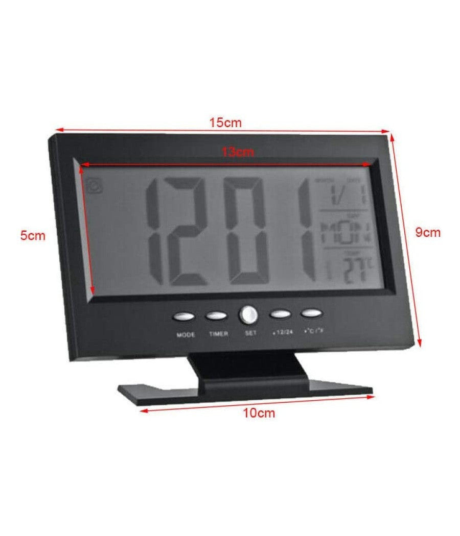 Sveglia Orologio Da Tavolo Ampio Display Lcd Retro Illuminato A Led         