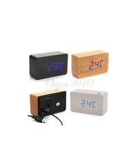 Sveglia Orologio Wooden Light Led Digital Alarm Clock Calendario Termometro         
