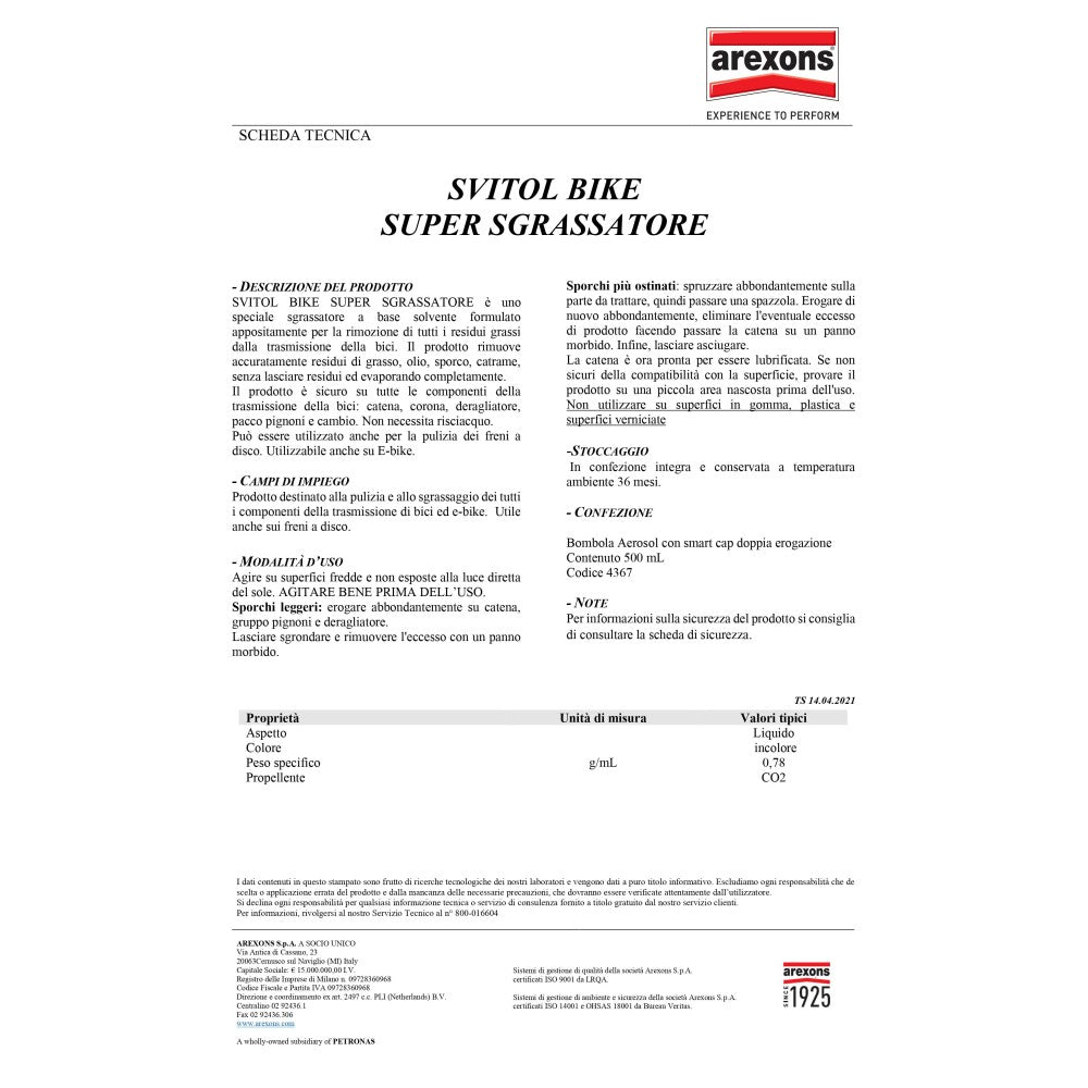 Svitol bike 500ml supersgrassatore spray specifico per bici e e-bike