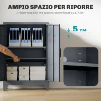 Mobiletto Multiuso 2 Ante Stile Industriale in Metallo per Casa e Garage, 75x33x110cm, Grigio