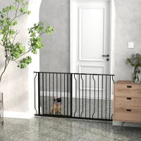 Barriera di Sicurezza per Animali Domestici, Lunghezza Regolabile, 145L x 76H cm, Nero