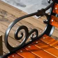 Panchina da Giardino 2 Posti in Alluminio e Legno a Doghe con Braccioli, 120x64x79cm, Teak