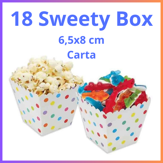 18 Sweety box di carta contenitore scatola porta popcorn festa party compleanno pop corn caramelle snack